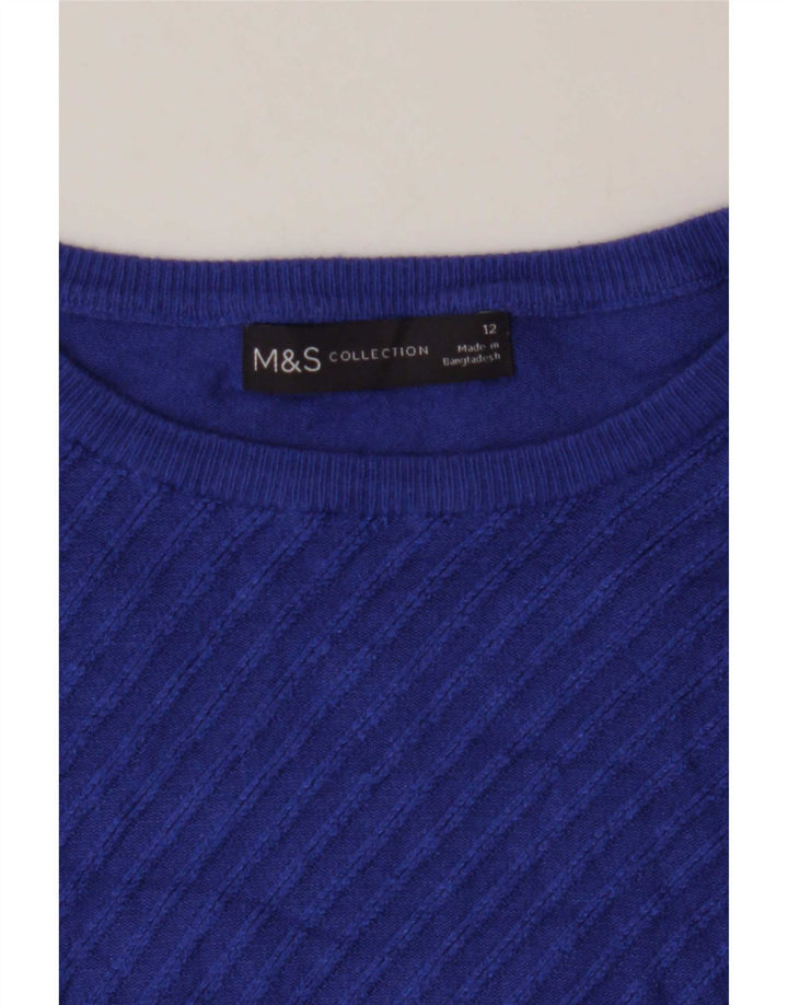 Suéter feminino Marks & Spencer com gola canoa Reino Unido 12 azul médio