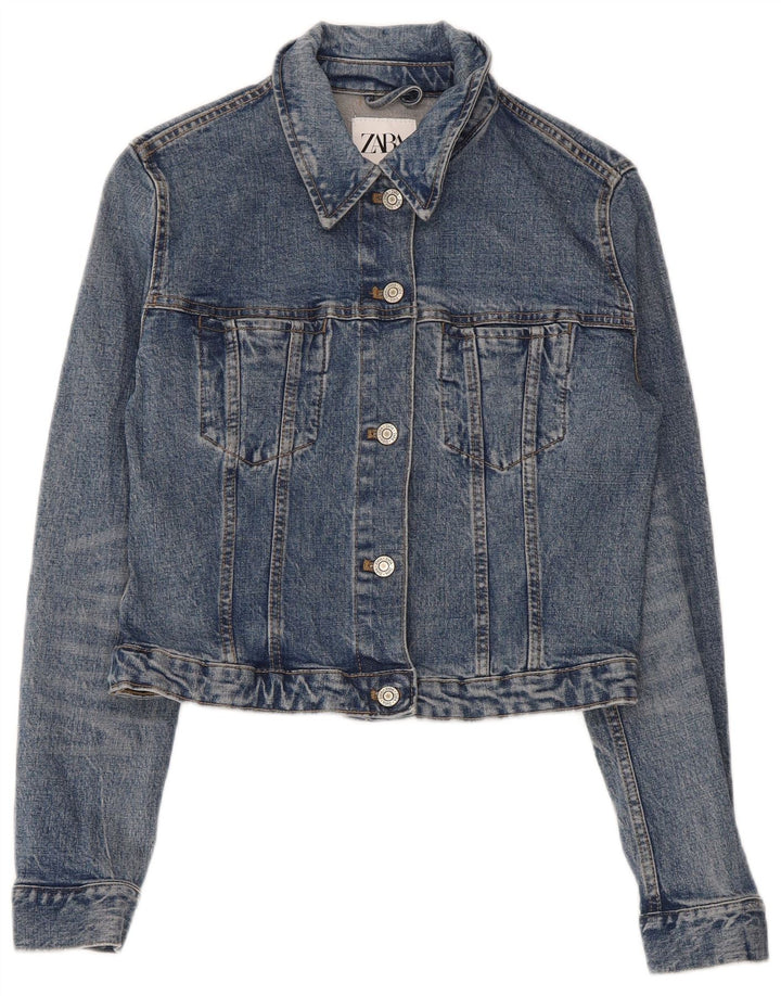 Jaqueta jeans feminina Zara UK 10 pequena azul