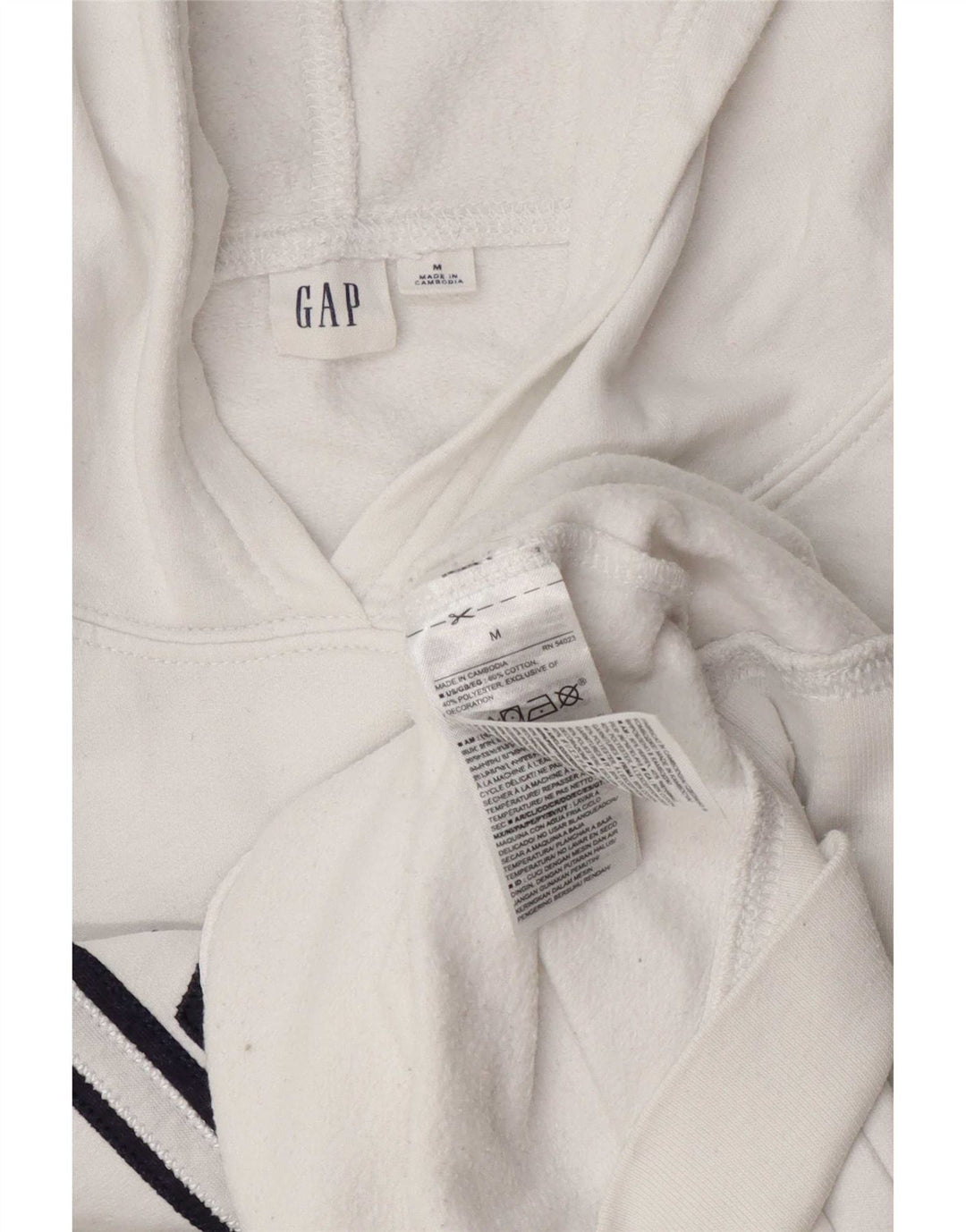 Suéter com capuz gráfico feminino Gap Reino Unido 14 algodão branco médio