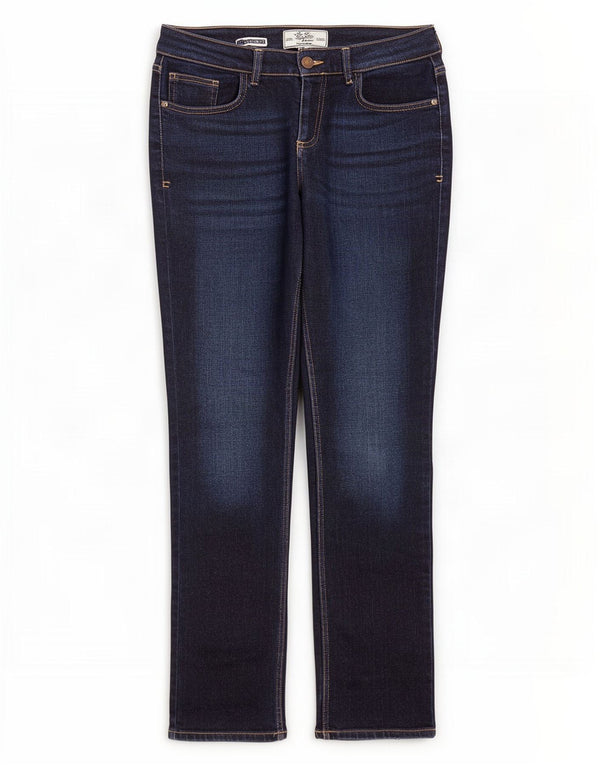 Calça jeans reta feminina Fat Face UK 12 médio W30 L30 algodão azul marinho