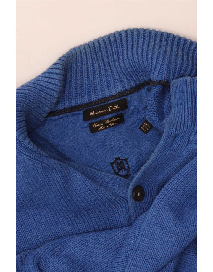 Suéter masculino Massimo Dutti com gola redonda e algodão azul 2XL