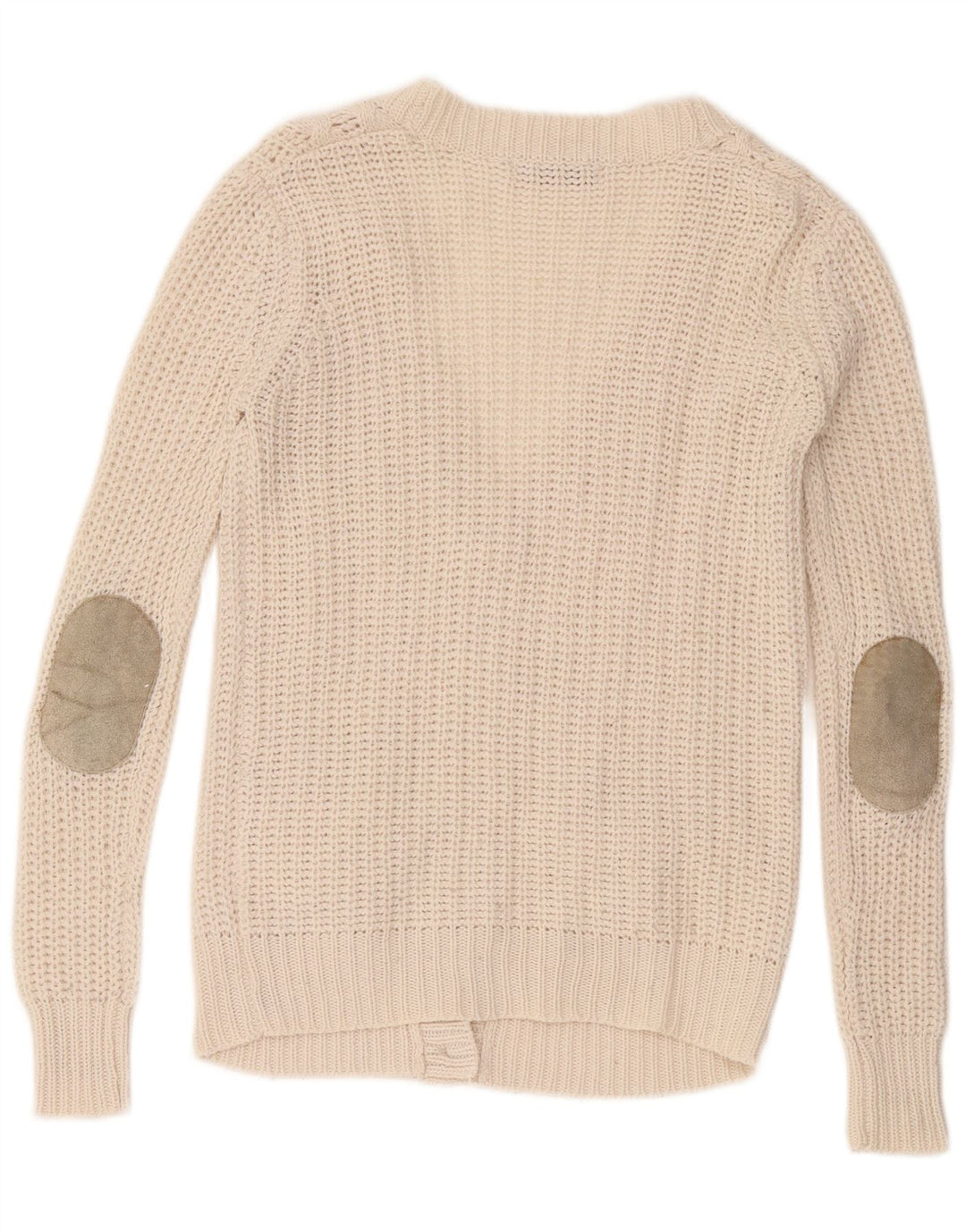 Suéter cardigã feminino Zara UK 10 pequeno acrílico branco
