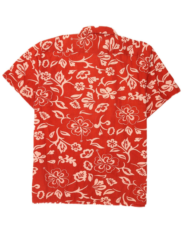 Vintage Mens Hawaiian Short Sleeve Shirt XL Red Floral Cotton