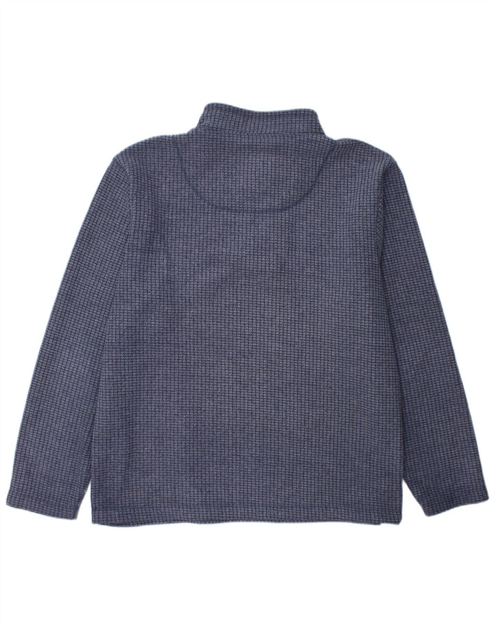 WEIRD FISH Mens Zip Neck Sweatshirt Jumper Large Navy Blue Polyester