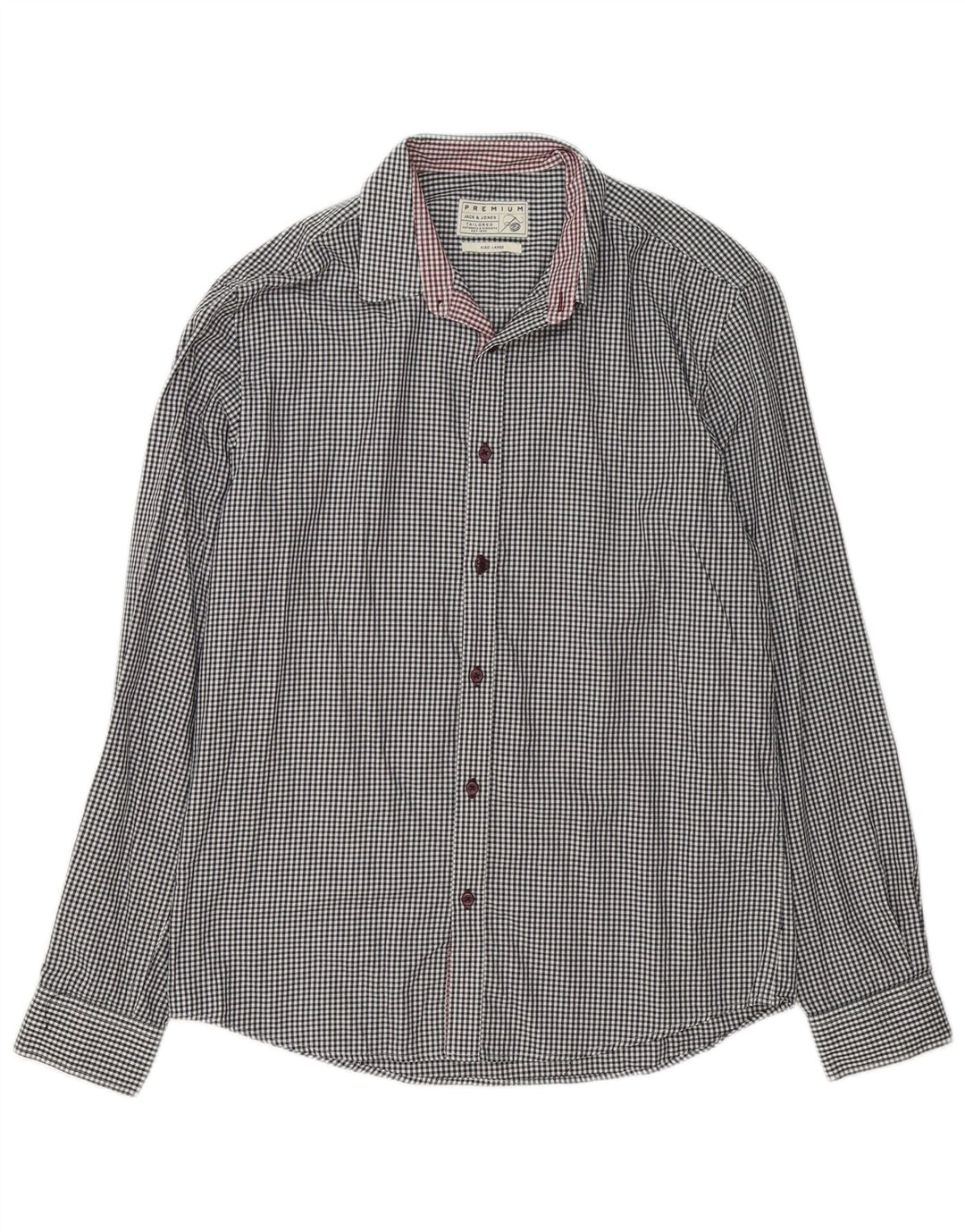 Camisa masculina Jack & Jones grande algodão guingão branco
