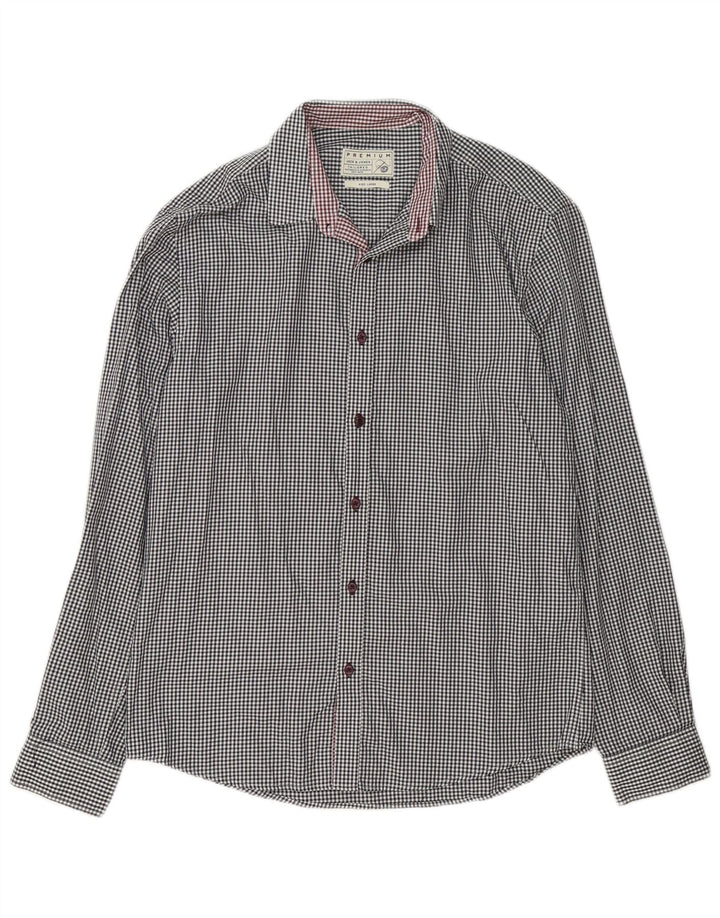 Camisa masculina Jack & Jones grande algodão guingão branco