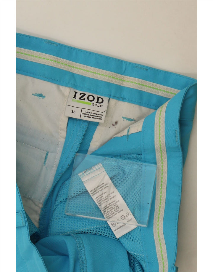 Izod Mens Chino Shorts W32 Poliéster Azul Médio