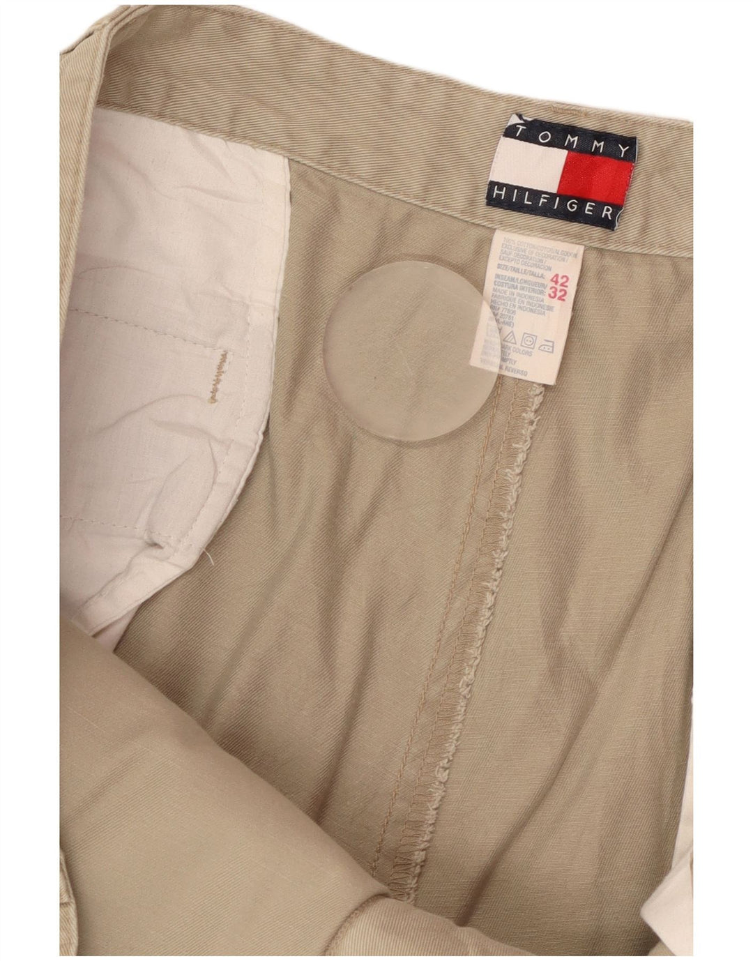 Tommy Hilfiger Calça Chino Masculina Reta W42 L32 Algodão Bege