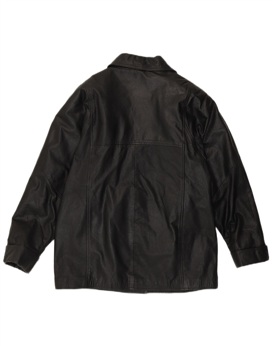 Jaqueta de couro feminina moderna Classics Loose Fit Reino Unido 14 couro preto médio