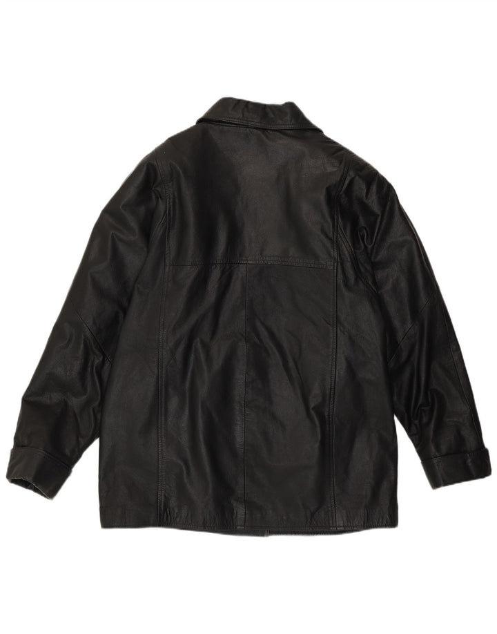 Jaqueta de couro feminina moderna Classics Loose Fit Reino Unido 14 couro preto médio