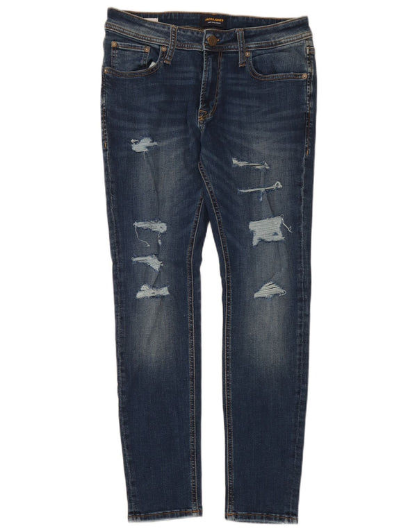 Jeans skinny masculino Jack & Jones desgastado W32 L30 algodão azul