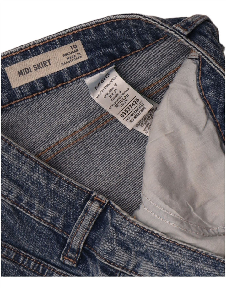 Saia midi jeans regular feminina Marks & Spencer Reino Unido 10 pequena W30 azul