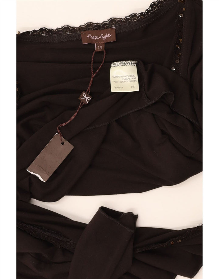 FASE EIGHT Cardigã feminino de manga 3/4, UK 14, marrom médio