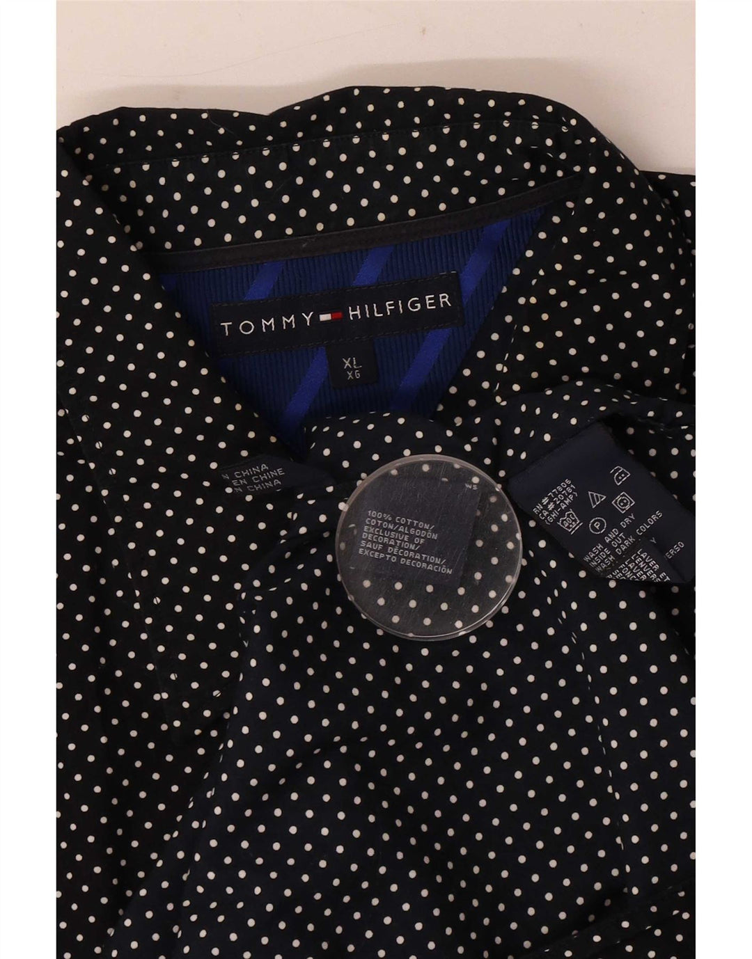Camisa masculina Tommy Hilfiger XL azul marinho algodão manchado