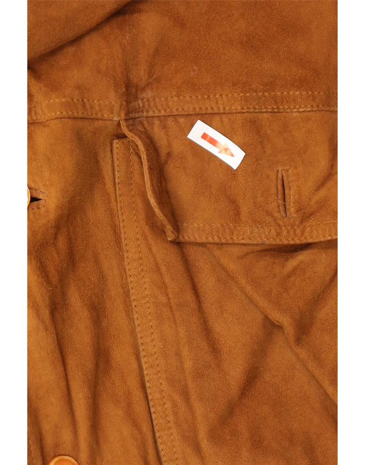 Jaqueta bomber masculina de camurça vintage IT 50 couro marrom grande