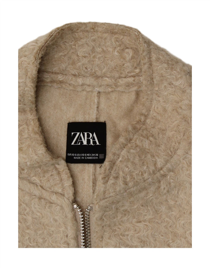 Zara Jaqueta Bomber Oversized Mulher UK 6 XS Poliéster Bege
