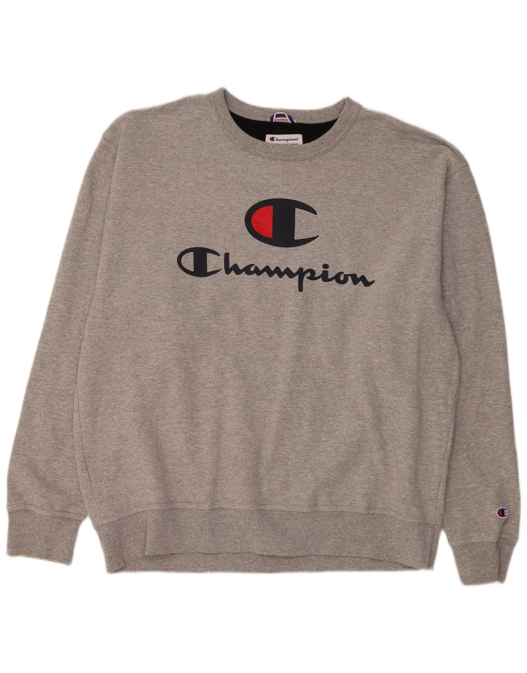 CHAMPION Mens Graphic Sweatshirt Jumper XL Grey Cotton