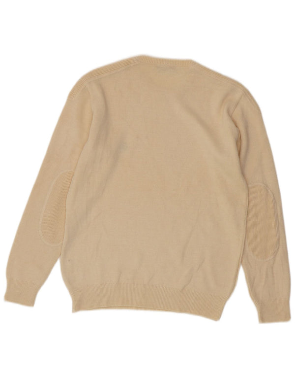 Suéter masculino VINTAGE com gola redonda, pequeno bege