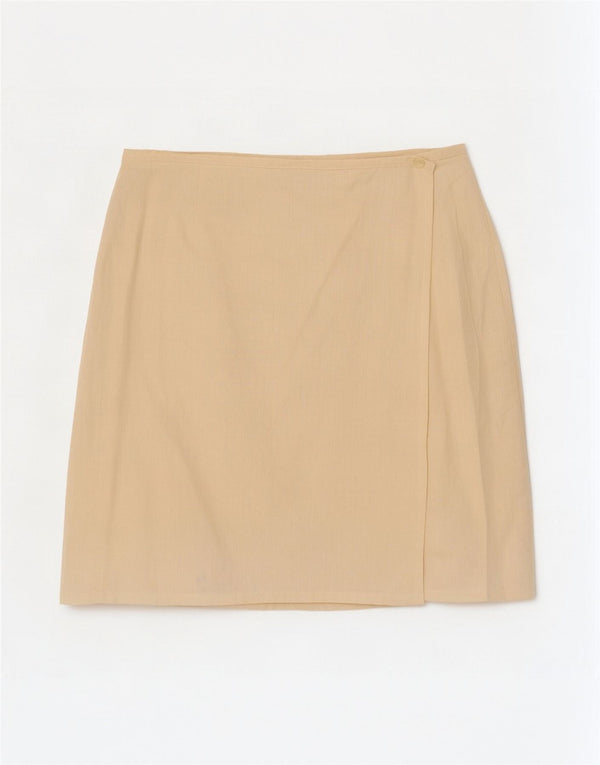 Mini saia wrap feminina Benetton IT 44 médio W28 algodão bege