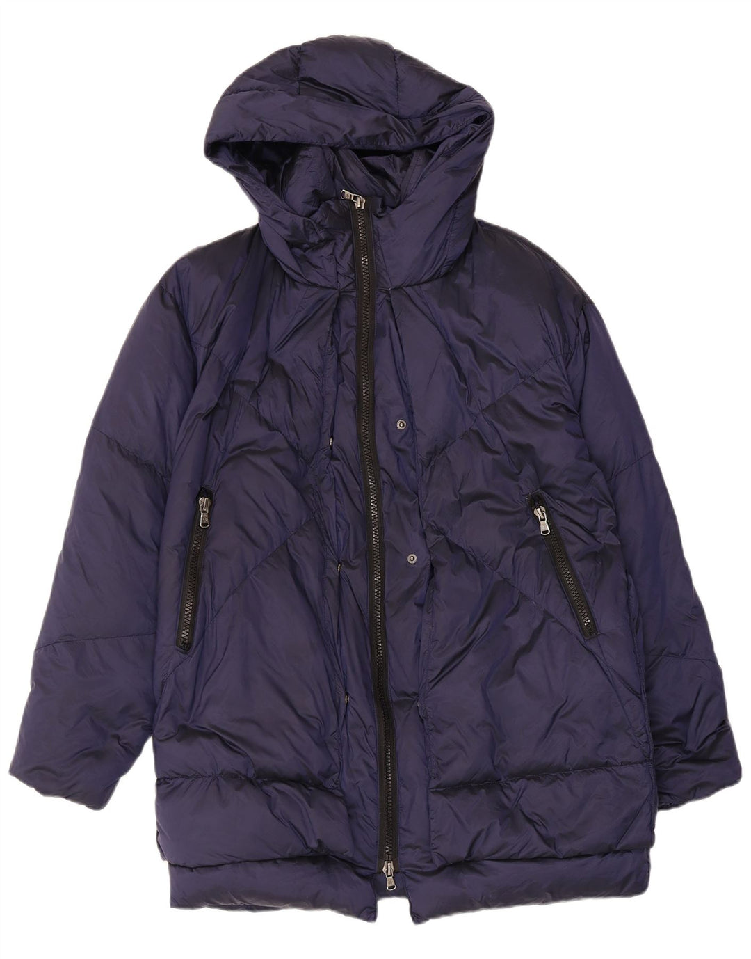 Jaqueta acolchoada com capuz feminino canadense UK 14 azul marinho médio