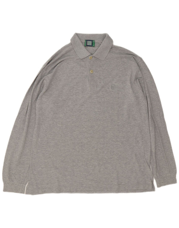 Camisa polo masculina de manga comprida Sergio Tacchini IT 54 XL algodão cinza