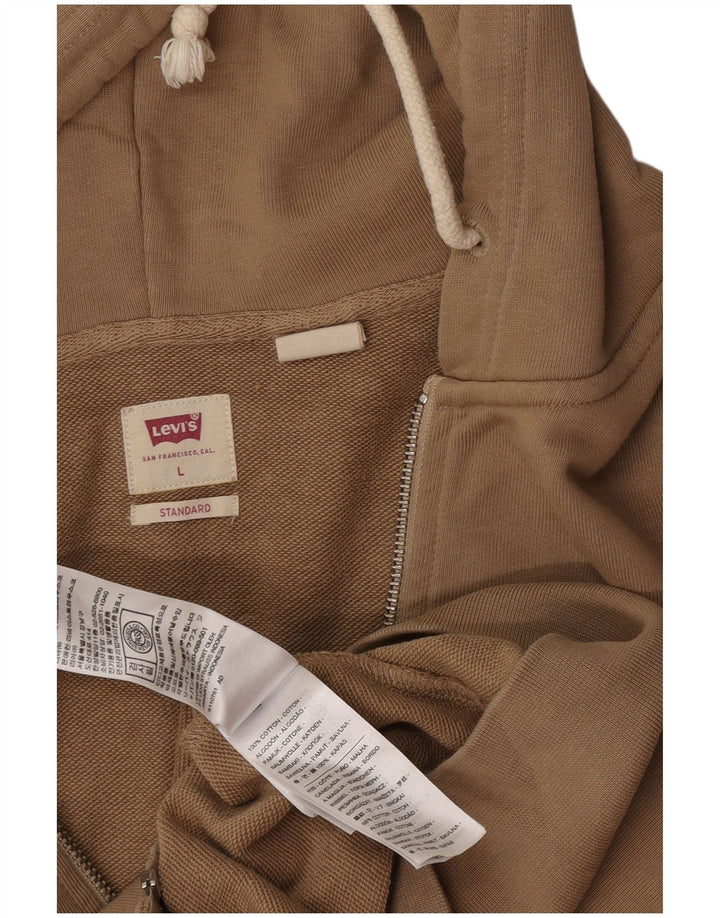 Suéter masculino com capuz e zíper padrão Levi's grande algodão marrom