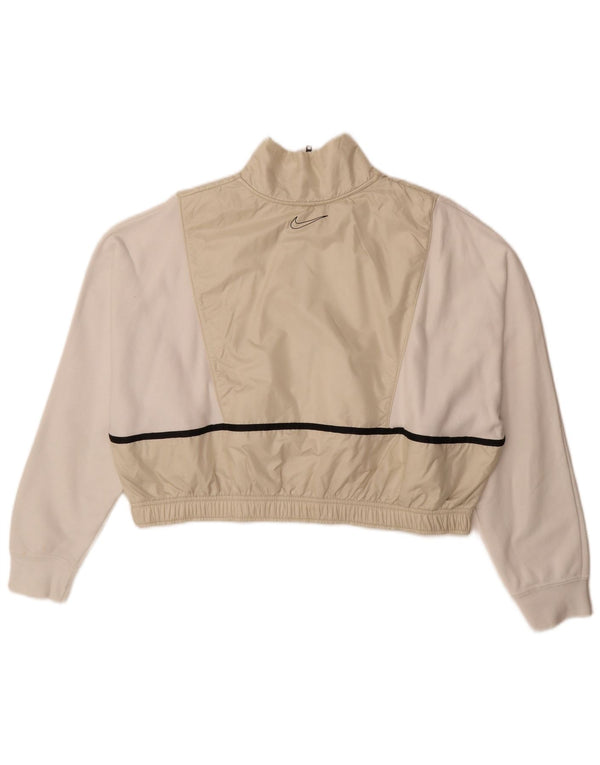 Moletom feminino Nike Crop Graphic Jumper UK 16 grande bloco colorido branco