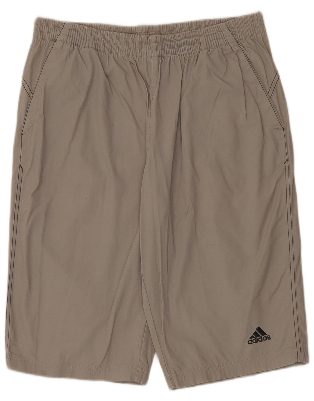 Shorts esportivos masculinos Adidas algodão cinza médio