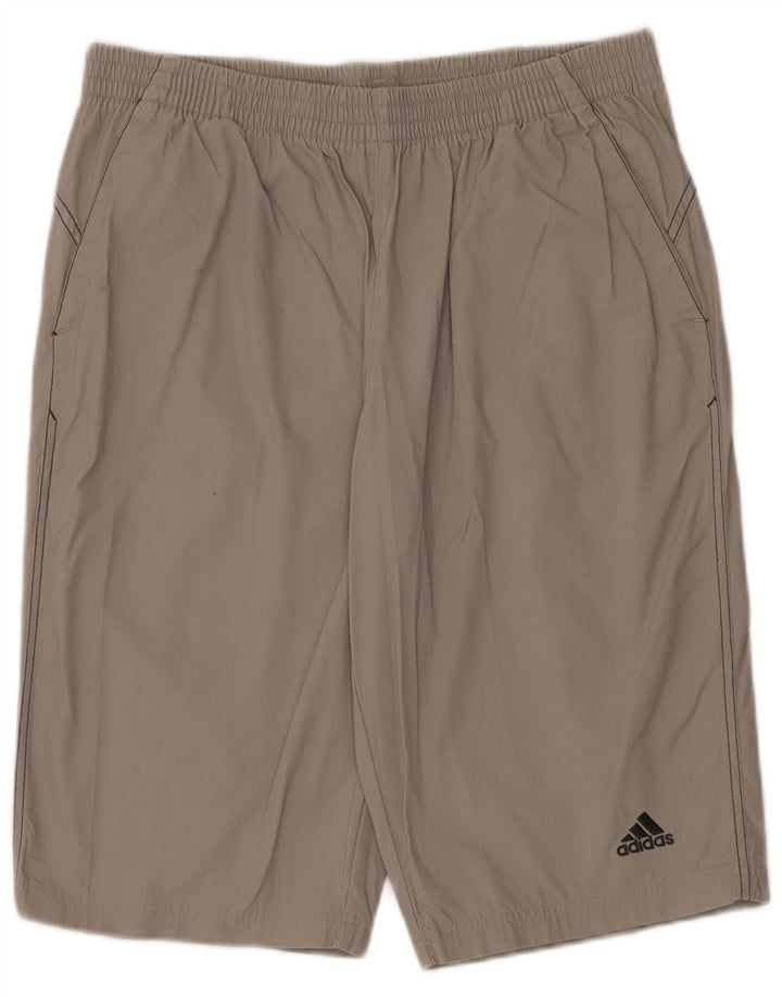 Shorts esportivos masculinos Adidas algodão cinza médio