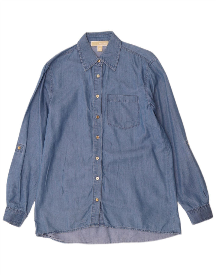 MICHAEL KORS Camisa jeans feminina grande Reino Unido 6 XS Azul