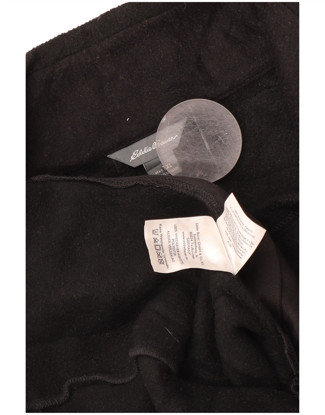 Colete masculino de lã com forro alto EDDIE BAUER UK 42 XL poliéster preto