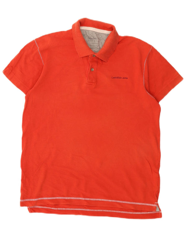 Camisa polo masculina Calvin Klein Jeans grande algodão laranja