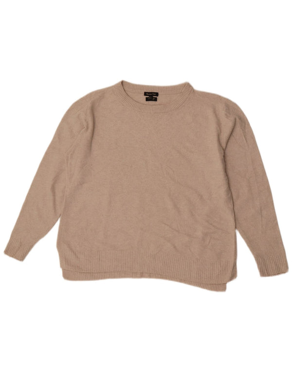 Suéter feminino Massimo Dutti com gola canoa Reino Unido 16 grande bege
