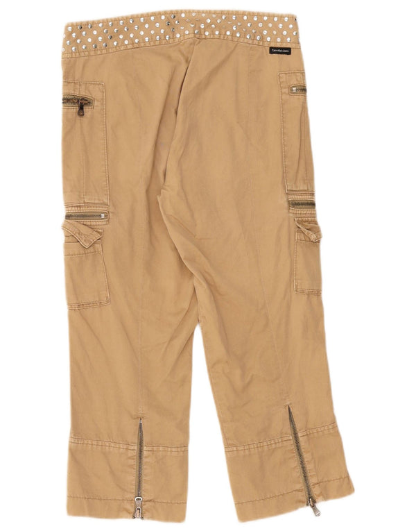 Calça cargo capri feminina Calvin Klein W28 L22 algodão bege