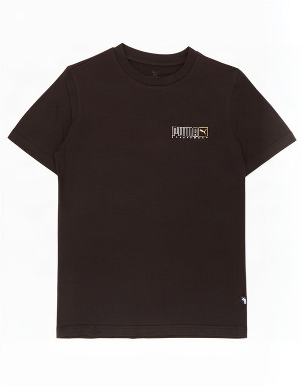 Puma Mens Graphic T-Shirt Top Pequeno Algodão Preto