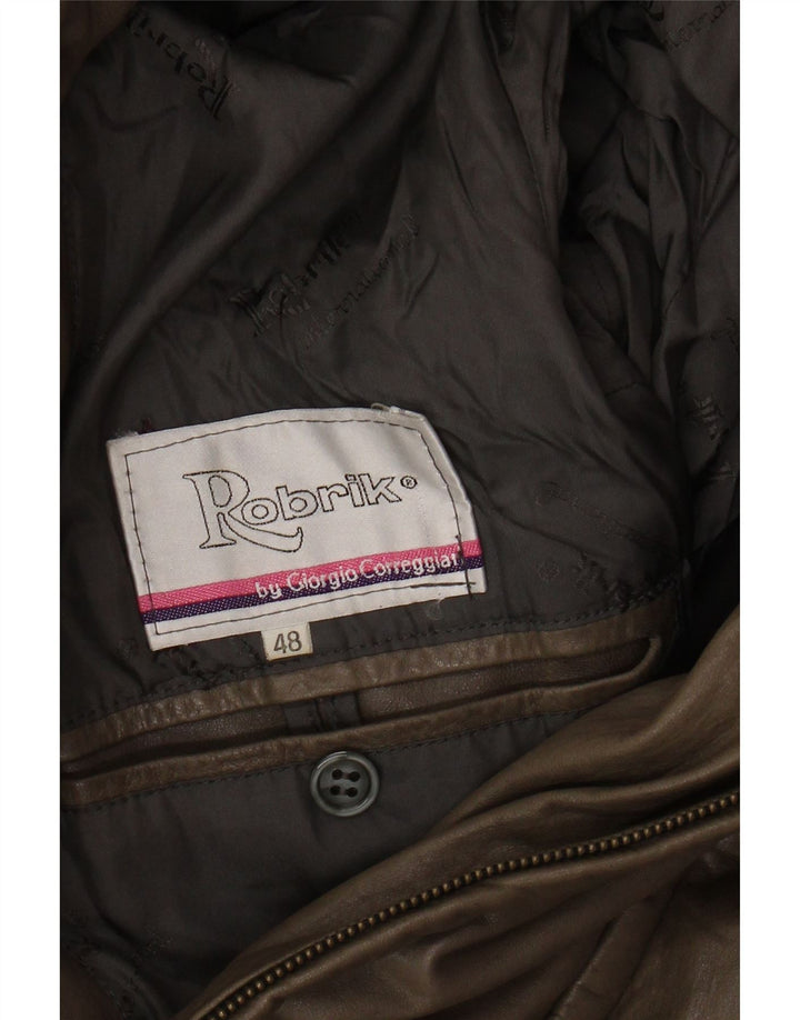 Casaco de couro masculino ROBRIK IT 48 marrom médio