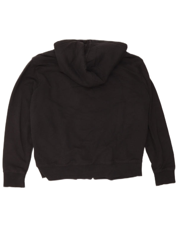 Marks & Spencer Womens Sherpa Zip Hoodie Sweater UK 14 Medium Black Cotton