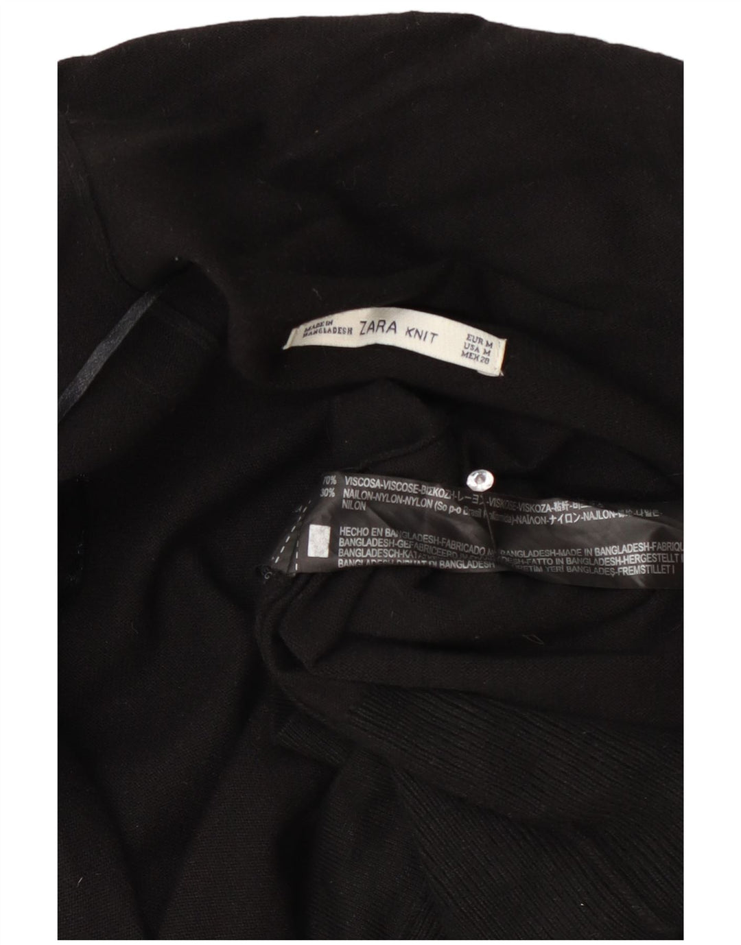 Suéter cardigã aberto com palangre feminino Zara Reino Unido 12 viscose preta média