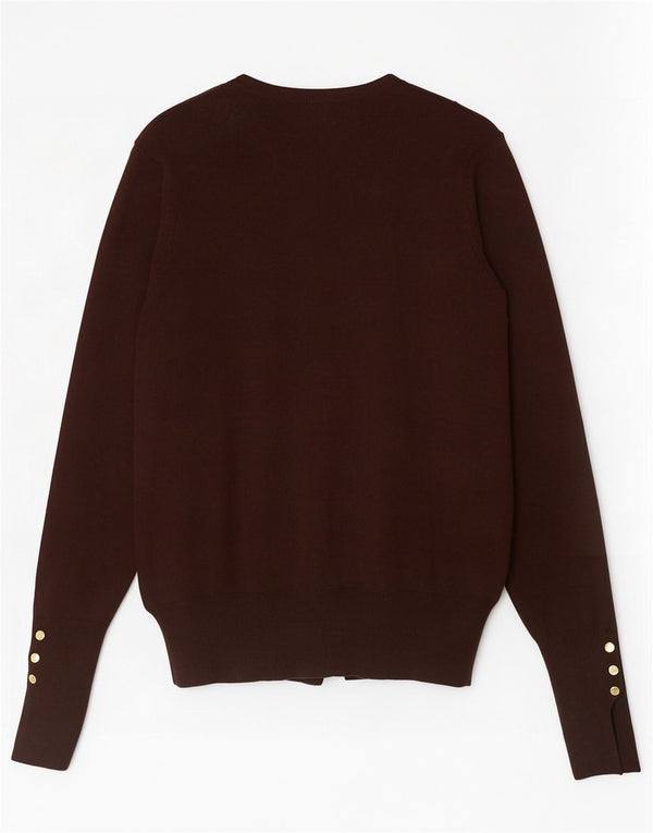 Suéter cardigã feminino Zara UK 10 pequeno marrom viscose