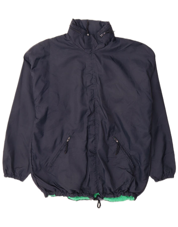 Vintage Mens Rain Jacket UK 40 Large Navy Blue Cotton