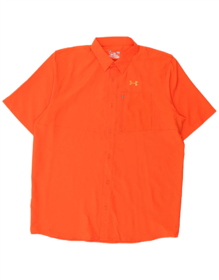 Camisa masculina de manga curta Under ARMOUR Heat Gear grande laranja poliéster