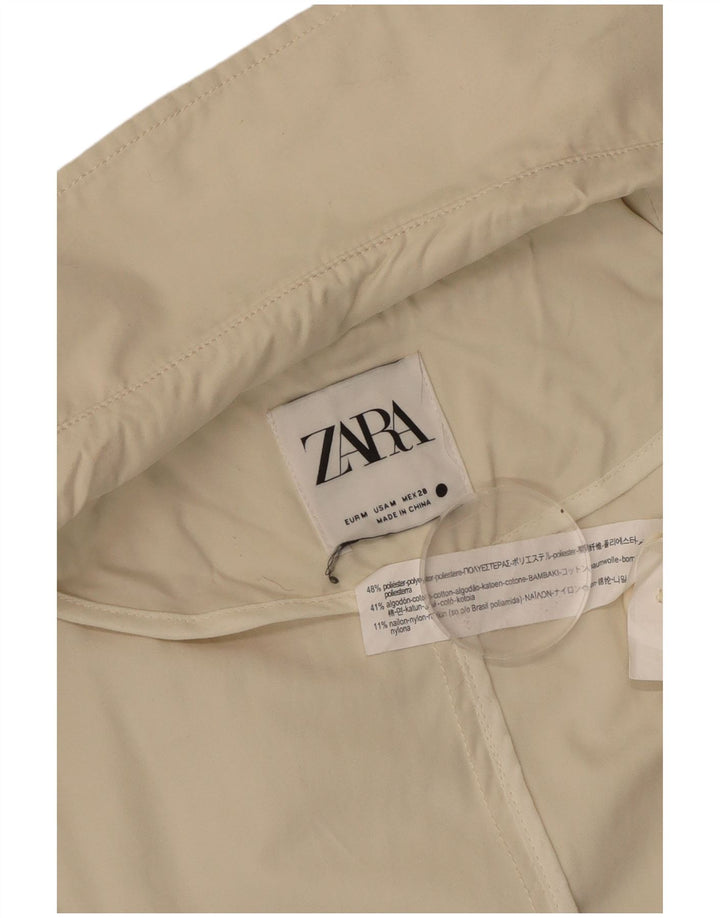 ZARA Womens Oversized Trench Coat UK 14 Médio Bege Poliéster