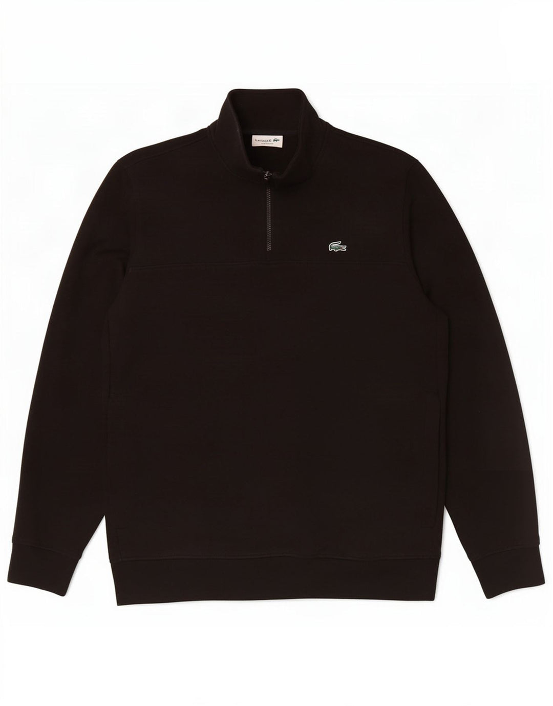 Lacoste Mens Classic Fit Zip Neck Moletom Jumper Tamanho 5 Grande Preto
