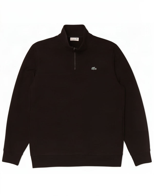 Lacoste Mens Classic Fit Zip Neck Moletom Jumper Tamanho 5 Grande Preto