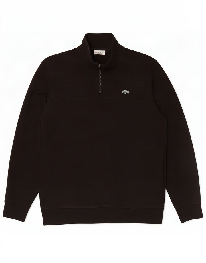 Lacoste Mens Classic Fit Zip Neck Moletom Jumper Tamanho 5 Grande Preto