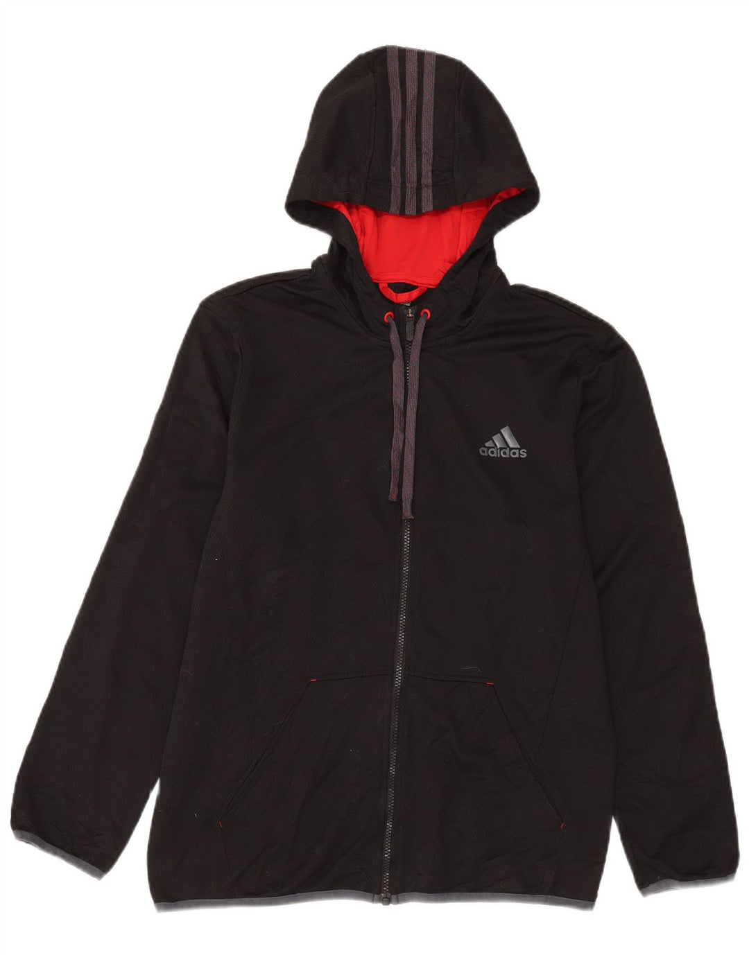 Adidas masculino moletom com capuz jaqueta superior poliéster preto médio