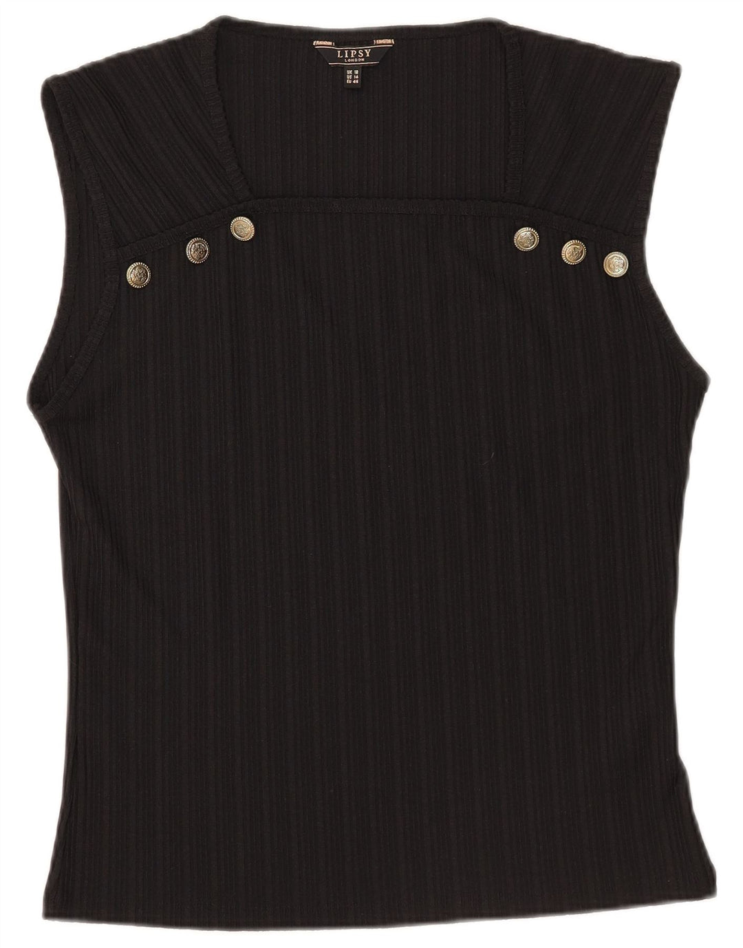 Blusa feminina sem mangas Lipsy UK 18 XL poliéster preto