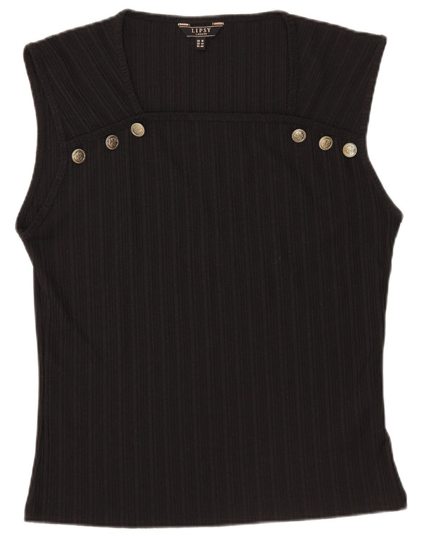 Blusa feminina sem mangas Lipsy UK 18 XL poliéster preto