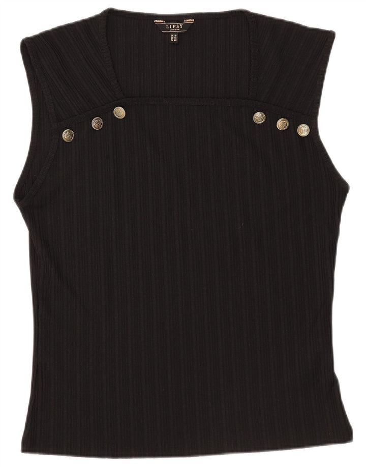Blusa feminina sem mangas Lipsy UK 18 XL poliéster preto