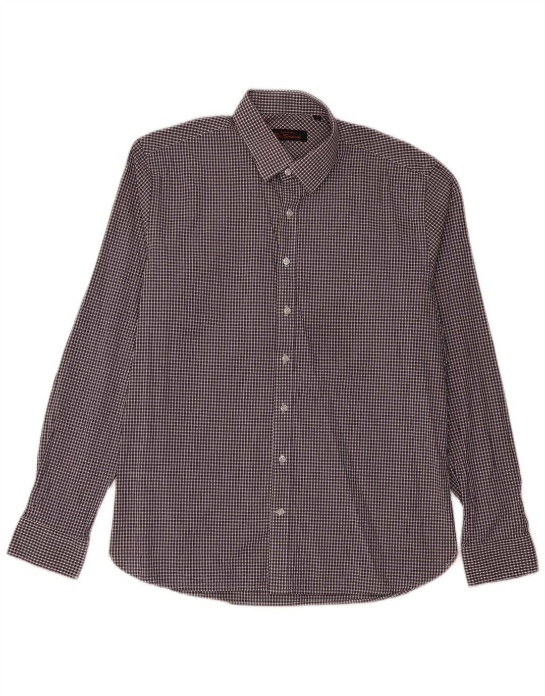 Camisa masculina Ben Sherman tamanho 16 grande algodão guingão roxo